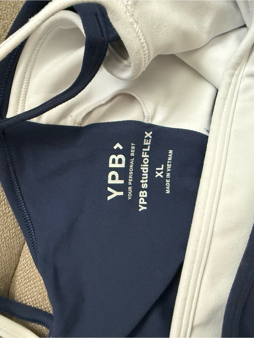 Abercrombie & Fitch Navy and White Double-Strap Sports Bra - Picture 4 of 4